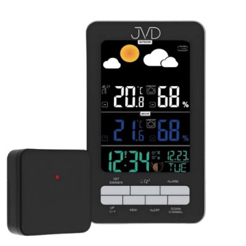 Rádiom riadená meteorologická stanica JVD RB6687.1, čierna